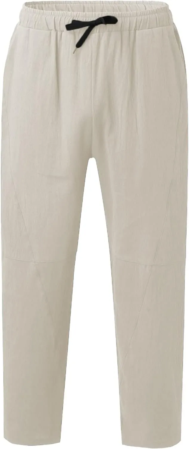 ZYXTIM Men's Casual Harem Pants Plus Size Elastic Waist Tapered Leg Plain Loose Summer Beach Trousers Low Rise Hippie Bottoms